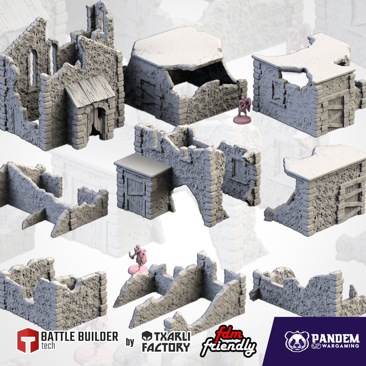 Abandoned Town - House 2 full Abandoned Town set of all modules shown with miniatures for scale