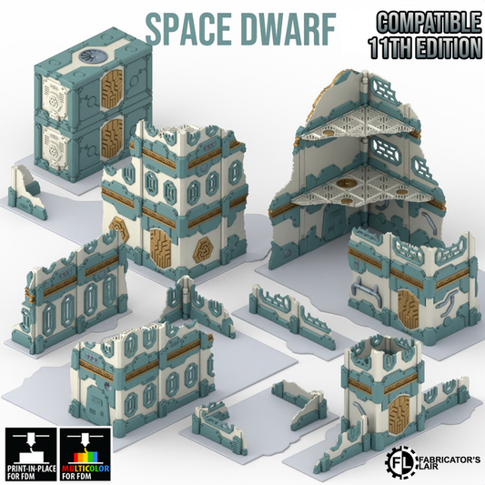Foldable Terrain 11th Ed - Space Dwarf - Short High Wall