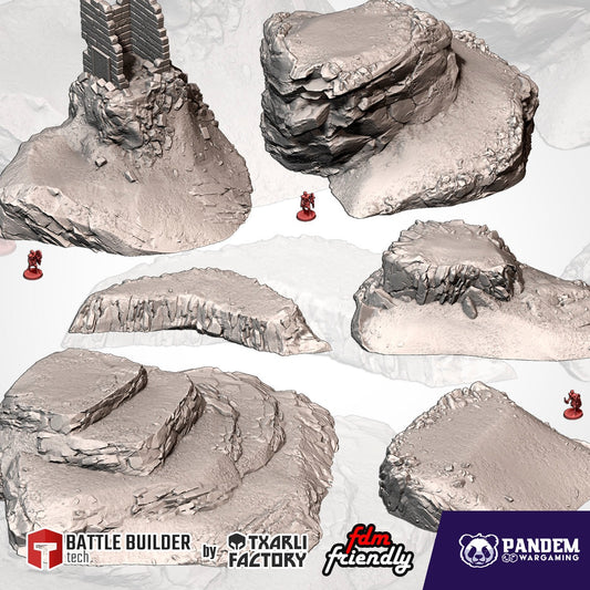 Modern Hills Full Set | all six hills - 3D printed wargaming terrain by Txarli Factory