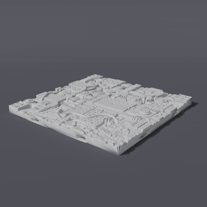 Battlezone Mars - Floor Tiles - Industrial Corner grey render of an industrial deck-plate corner tile with a chamfered edge