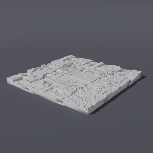 Battlezone Mars - Floor Tiles - Industrial Corner grey render of an industrial deck-plate corner tile with a chamfered edge