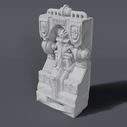Battlezone Mars - Modular Parts - Cap Servant grey render of the gothic servitor cap piece with skull crests and panels