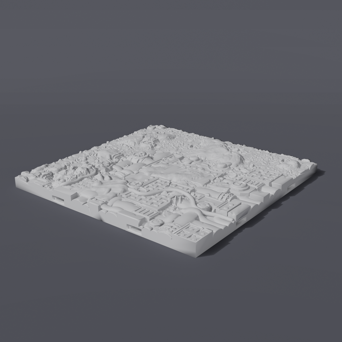 Battlezone Mars - Floor Tiles - Mars Corner grey render of a corner tile of Martian rock meeting industrial deck-plating