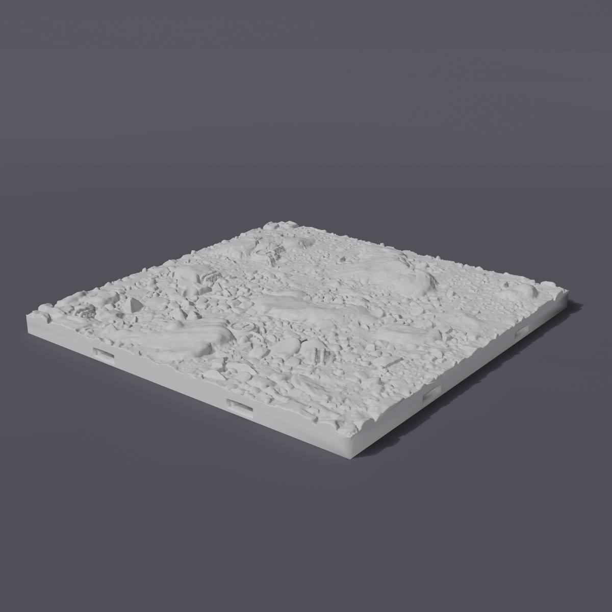 Battlezone Mars - Floor Tiles - Mars grey render of a Martian ground tile with rough rocky rubble, boulders and craters