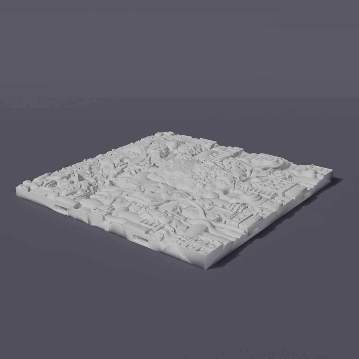 Battlezone Mars - Floor Tiles - Split Mars Industrial grey render of a half Martian rock, half industrial deck-plate tile