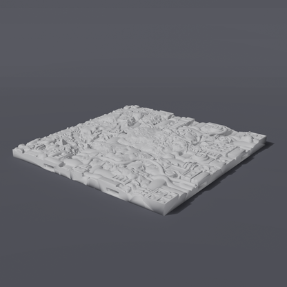 Battlezone Mars - Floor Tiles - Split Mars Industrial grey render of a half Martian rock, half industrial deck-plate tile
