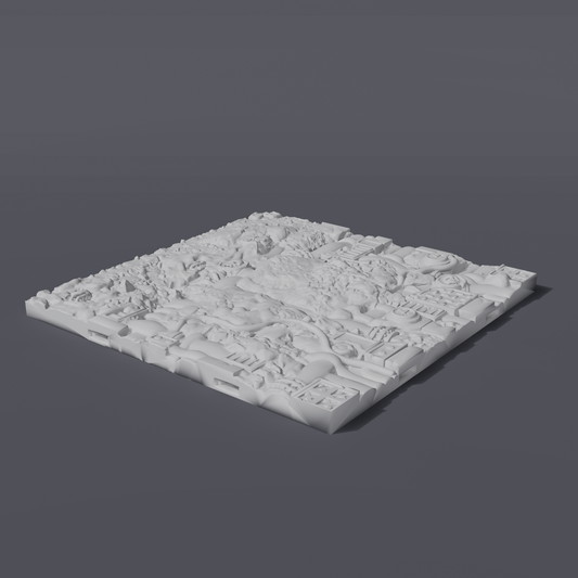 Battlezone Mars - Floor Tiles - Split Mars Industrial grey render of a half Martian rock, half industrial deck-plate tile
