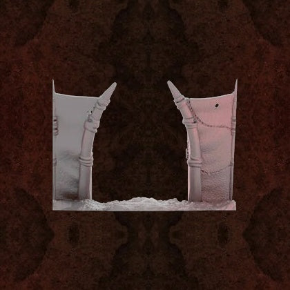 The Nomad Kings - Walls - Gate grey render of two gate posts flanking a central opening