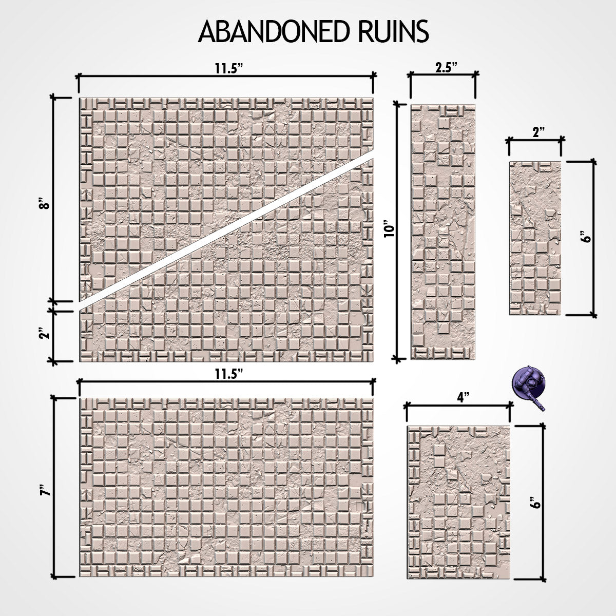 11th Edition Textured Floor Templates - Abandoned Ruins