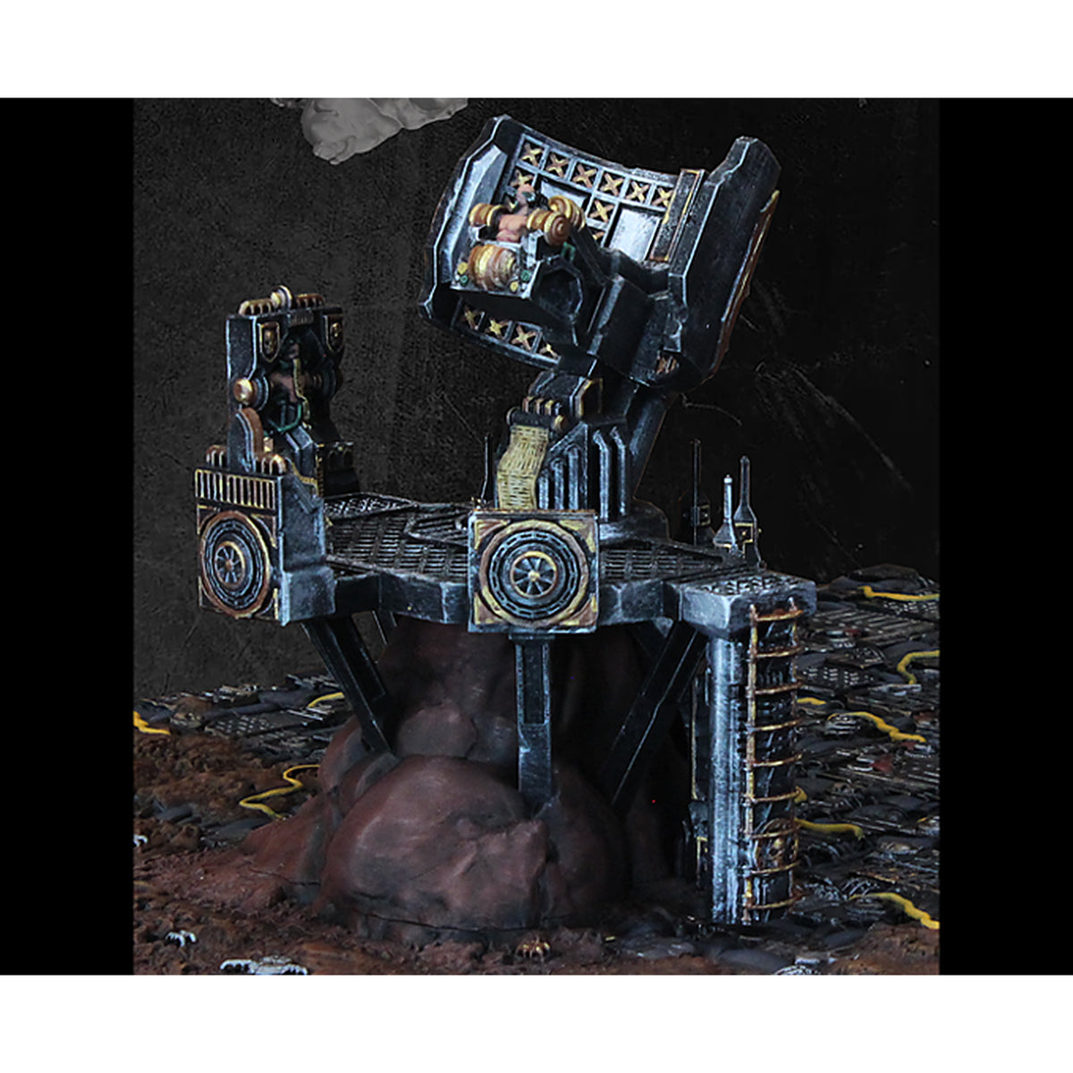 Battlezone Mars - Void Gazer Radar painted photograph of the finished radar tower on an industrial deck floor