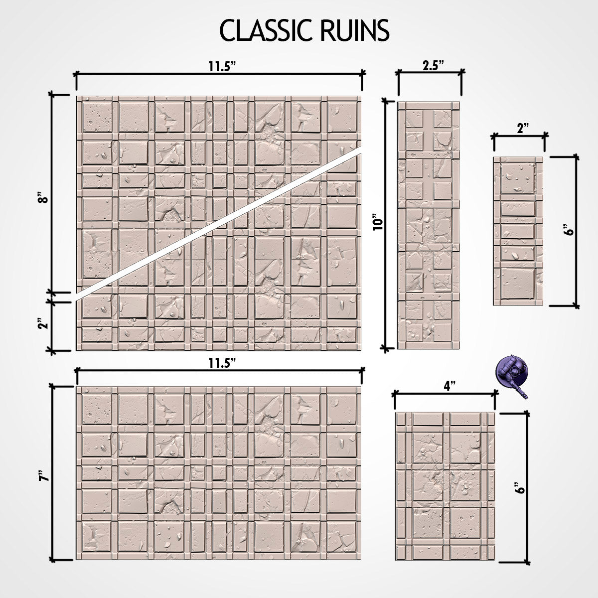 11th Edition Textured Floor Templates - Classic Ruins