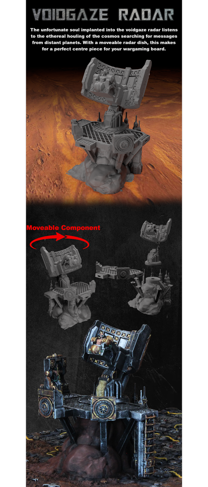 Battlezone Mars - Void Gazer Radar information card with render, feature diagram and painted views of the radar
