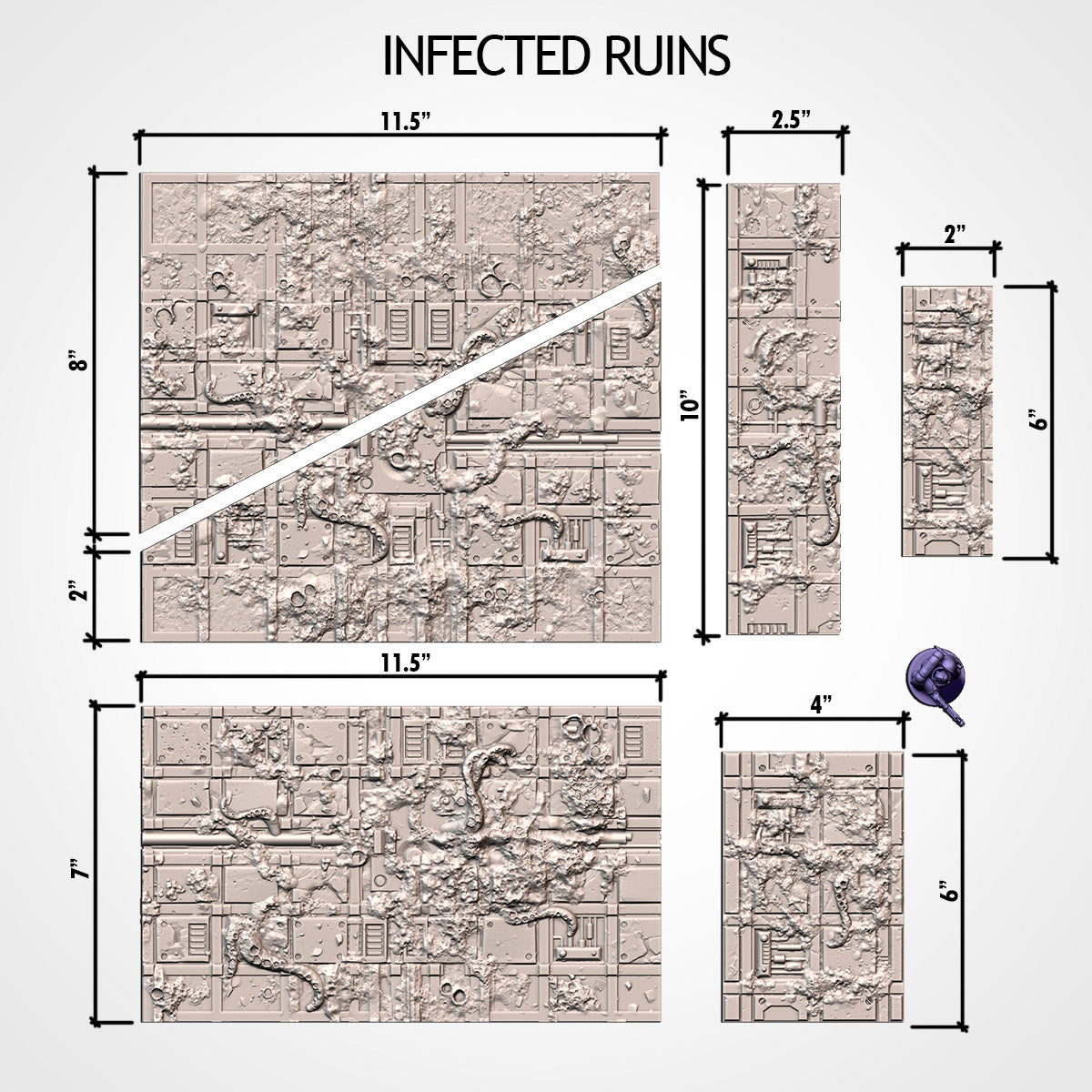 11th Edition Textured Floor Templates - Infected Ruins