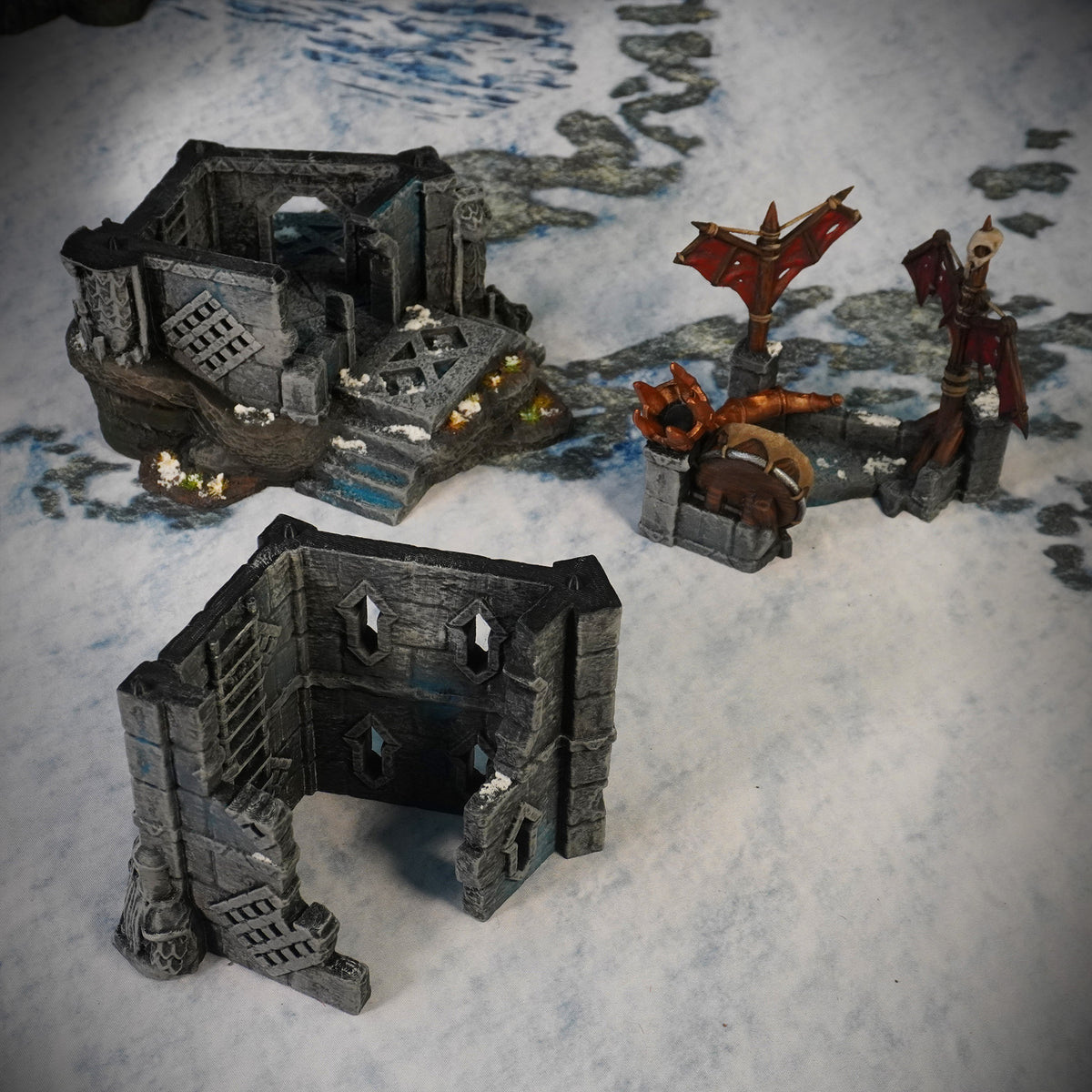 Ruins of Raven Peak - Full Set painted photograph of the Command Tower broken into its modular pieces