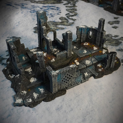 Ruins of Raven Peak - Full Set painted photograph of the Large Ruin with broken walls, columns and a raised floor