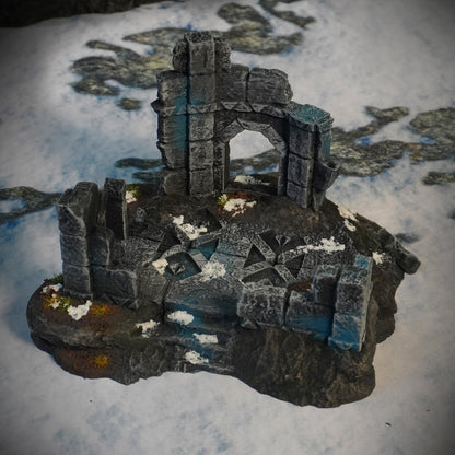 Ruins of Raven Peak - Full Set painted photograph of the Small Ruin with a stone archway and star-motif floor